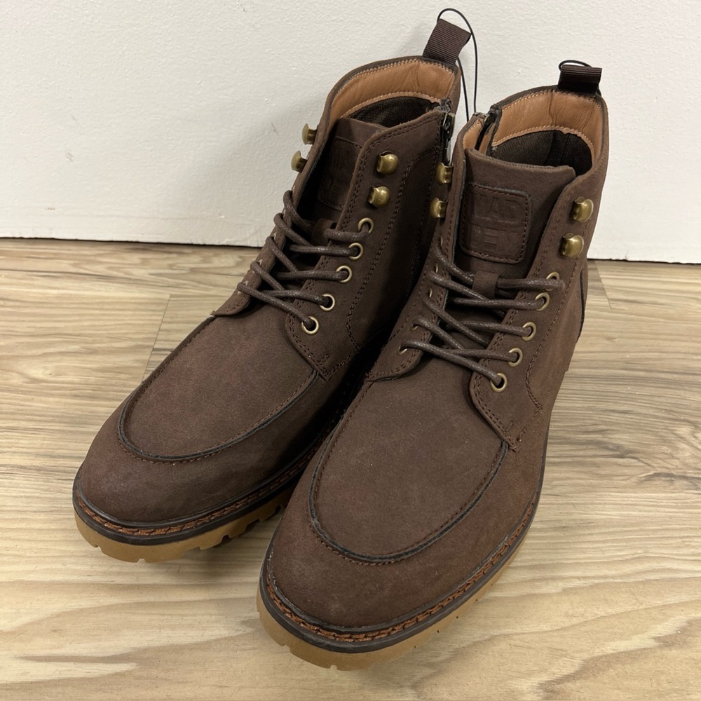Steve Madden Brown Casual Side Zipper Ortholite Lug Sole Boots Mens Sizes NWOB